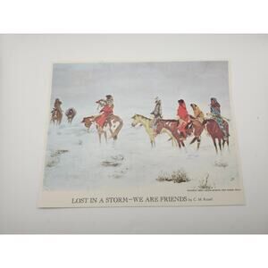 Print Lost in a Storm We Are Friends by C.M. Russell Native American Art 10x8